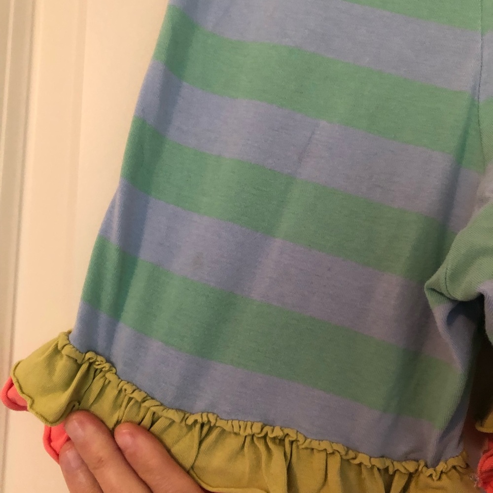 GIRLS MATILDA JANE BLUE & GREEN RUFFLE SHORT, 10 - Picture 5 of 7